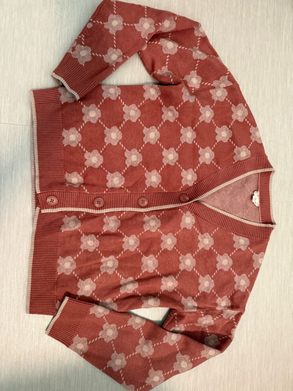 Hem & Thread Rose Rust Floral Button-Front Cardigan
